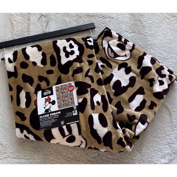 Disney Minnie Mouse Leopard Cheetah Soft Plush Throw Blanket 50 X 70” NEW - Picture 1 of 12